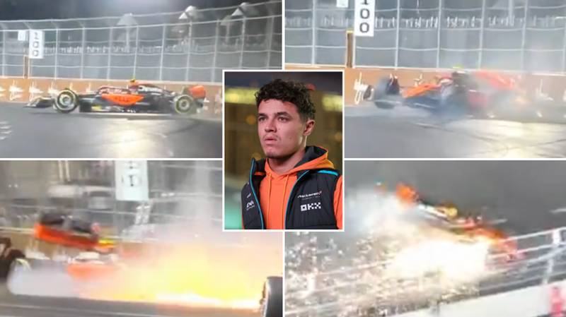 Lando Norris taken to hospital after dramatic crash at Las Vegas GP as 'frightening' radio message emerges