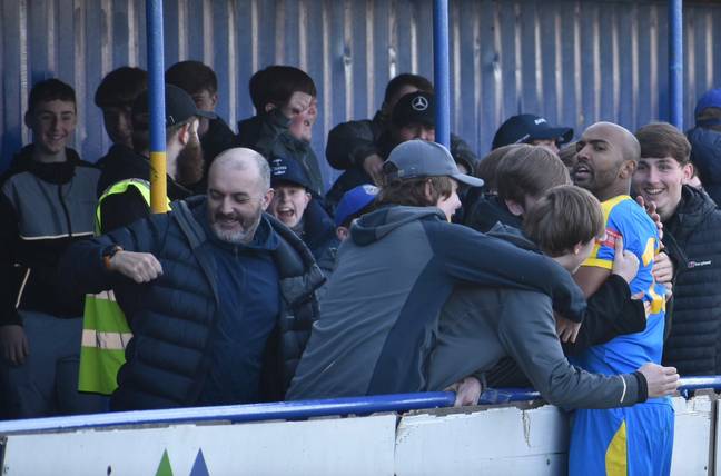 Nivaldo celebrates with his adoring fans at Bootle. Image credit: X/@paulmoran62